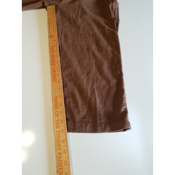 AKC Womens XL Top Capri Pants Suit Set Linen Blend Embroidered Cut Work Brown - Picture 8 of 13